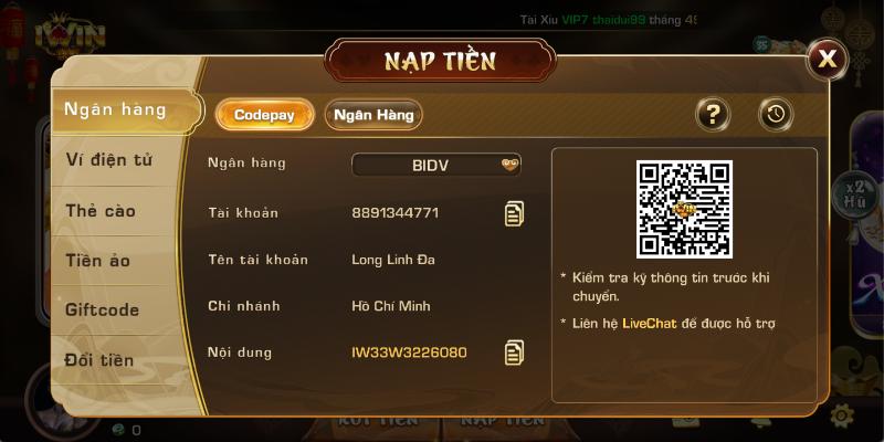 Nhanh tay nạp tiền vào tài khoản cá cược để bắt đầu hành trình chinh phục game 